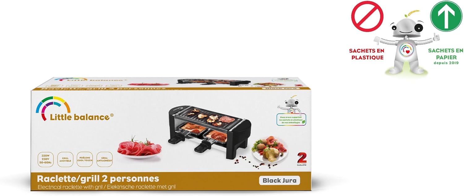 Little Balance - Raclette Jura 2 - 1-2 pers, antiadhésif, 320W - 8559