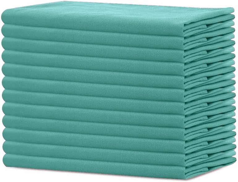 Sweet Needle - serviettes de table lot de 12 - 45x45 cm - coton épais, coins arrondis, vert sauge