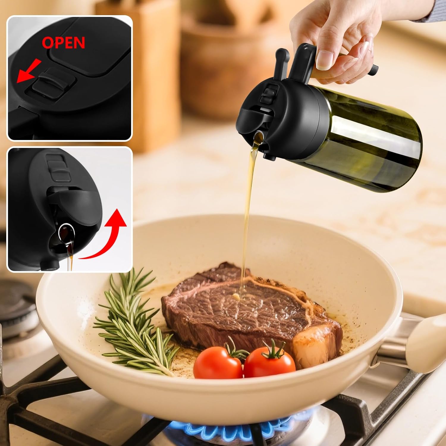 Vaporisateur à huile - verre 470ml - résistant lumière, idéal cuisine