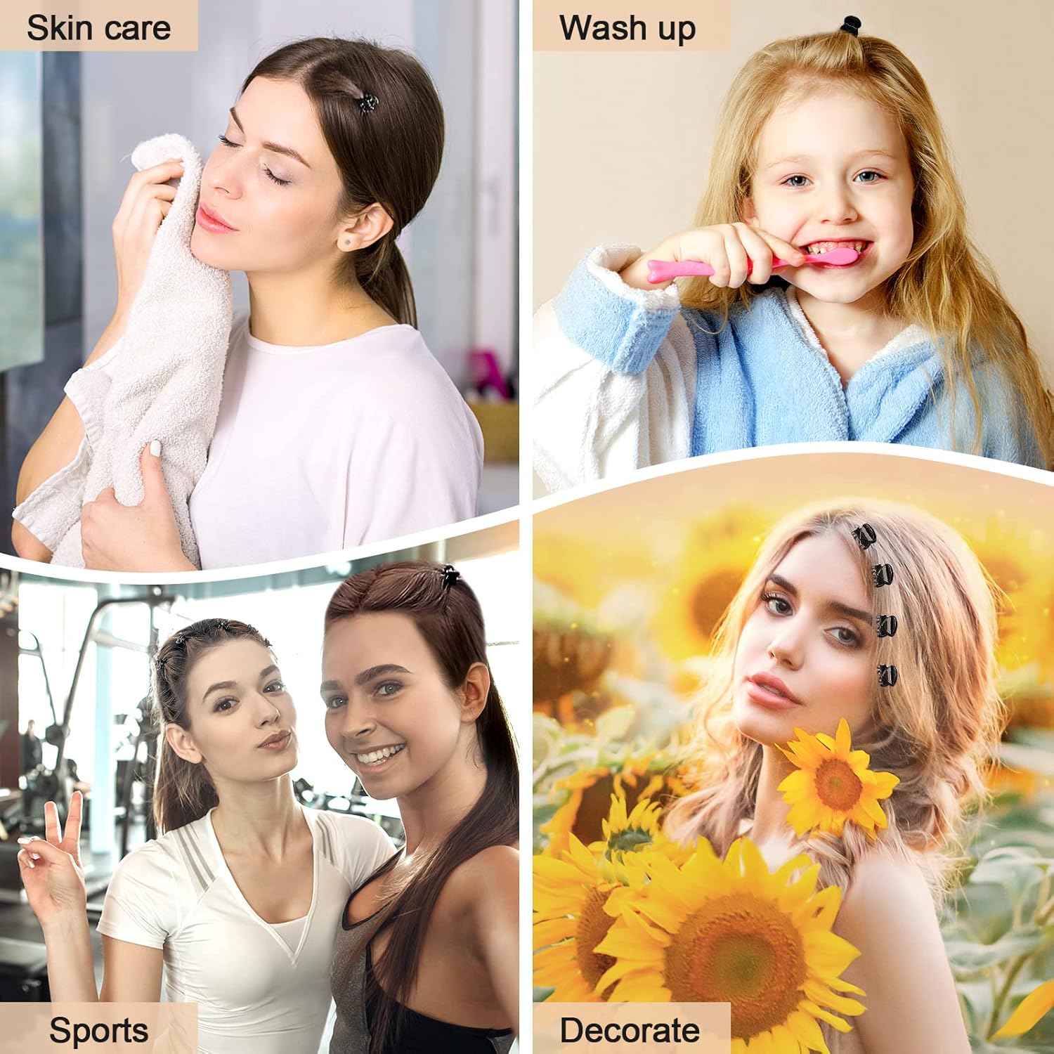 Pinces à cheveux - mini clips acrylique, forte tenue, 24pcs, noir