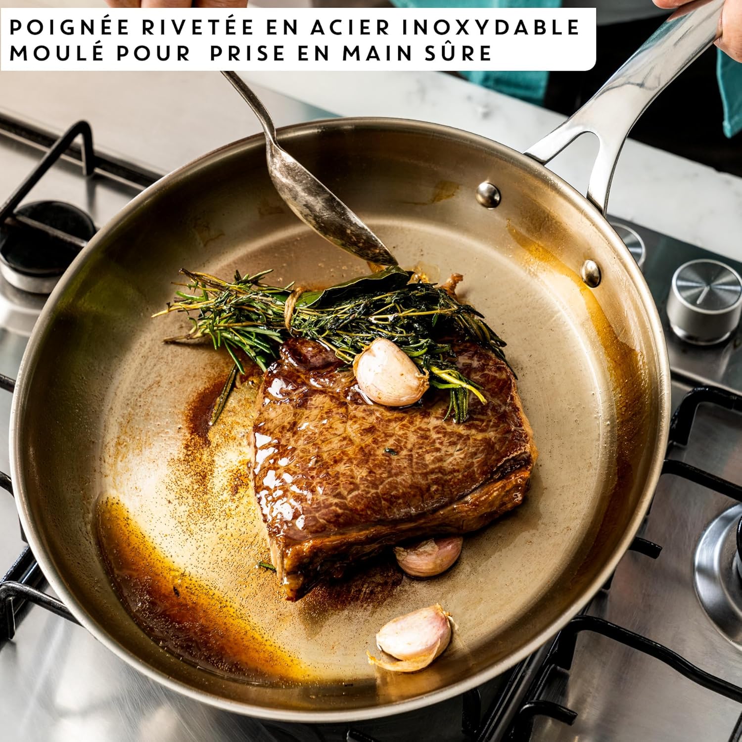Tefal - Jamie Oliver Cook' Smart - poêle 24 cm - inox induction poignée rivetée - E3110455