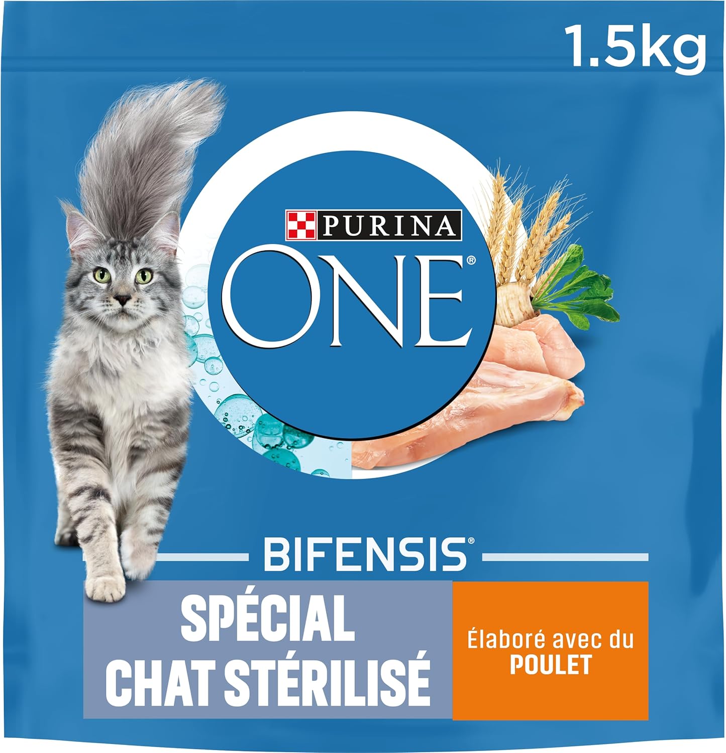 Purina One - Bifensis croquettes chat adulte stérilisé - 6x1,5kg - Dinde, renforce immunité, équilibre microbiome, santé