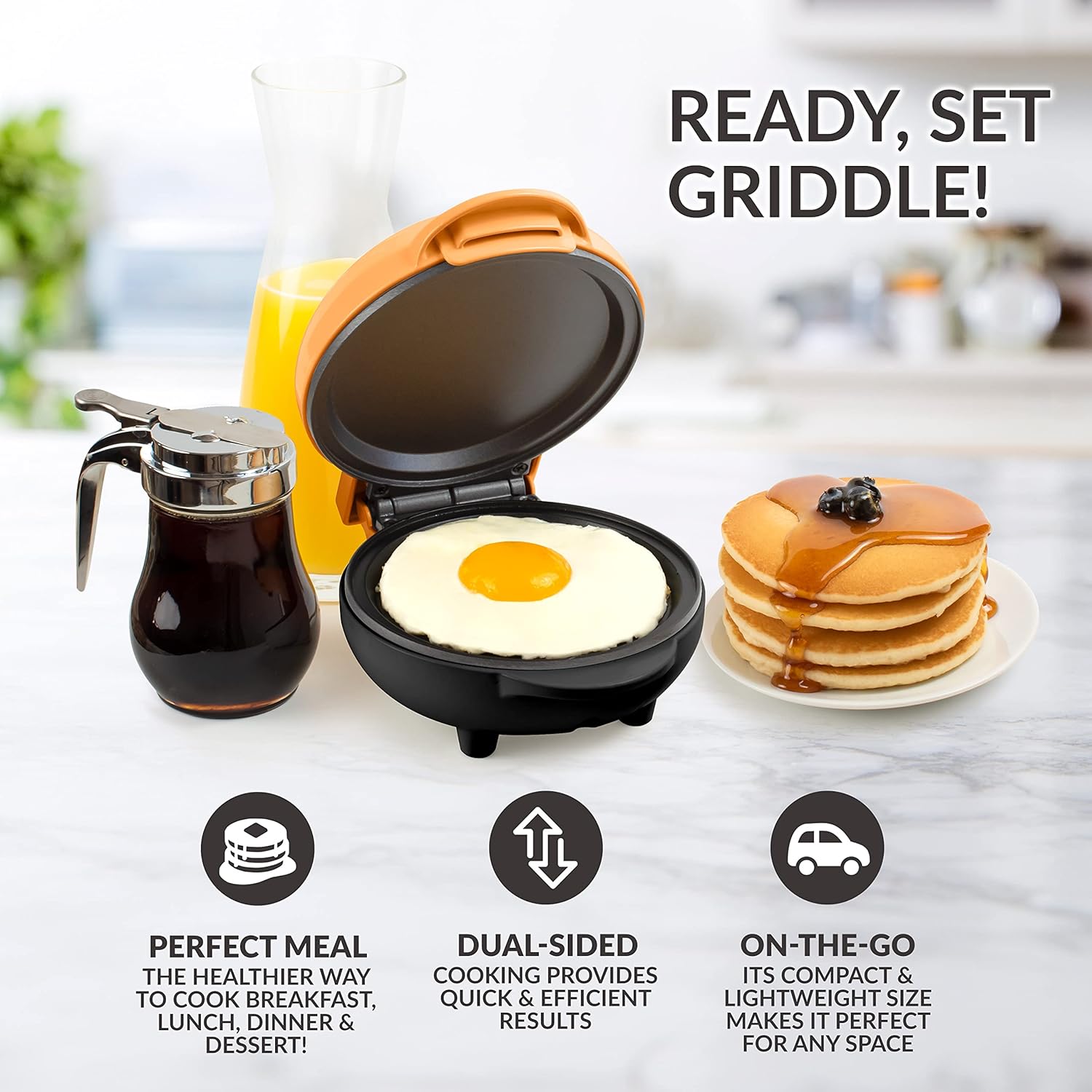 Nostalgia - MyMini Griddle - compacte - 550W, antiadhésif, orange