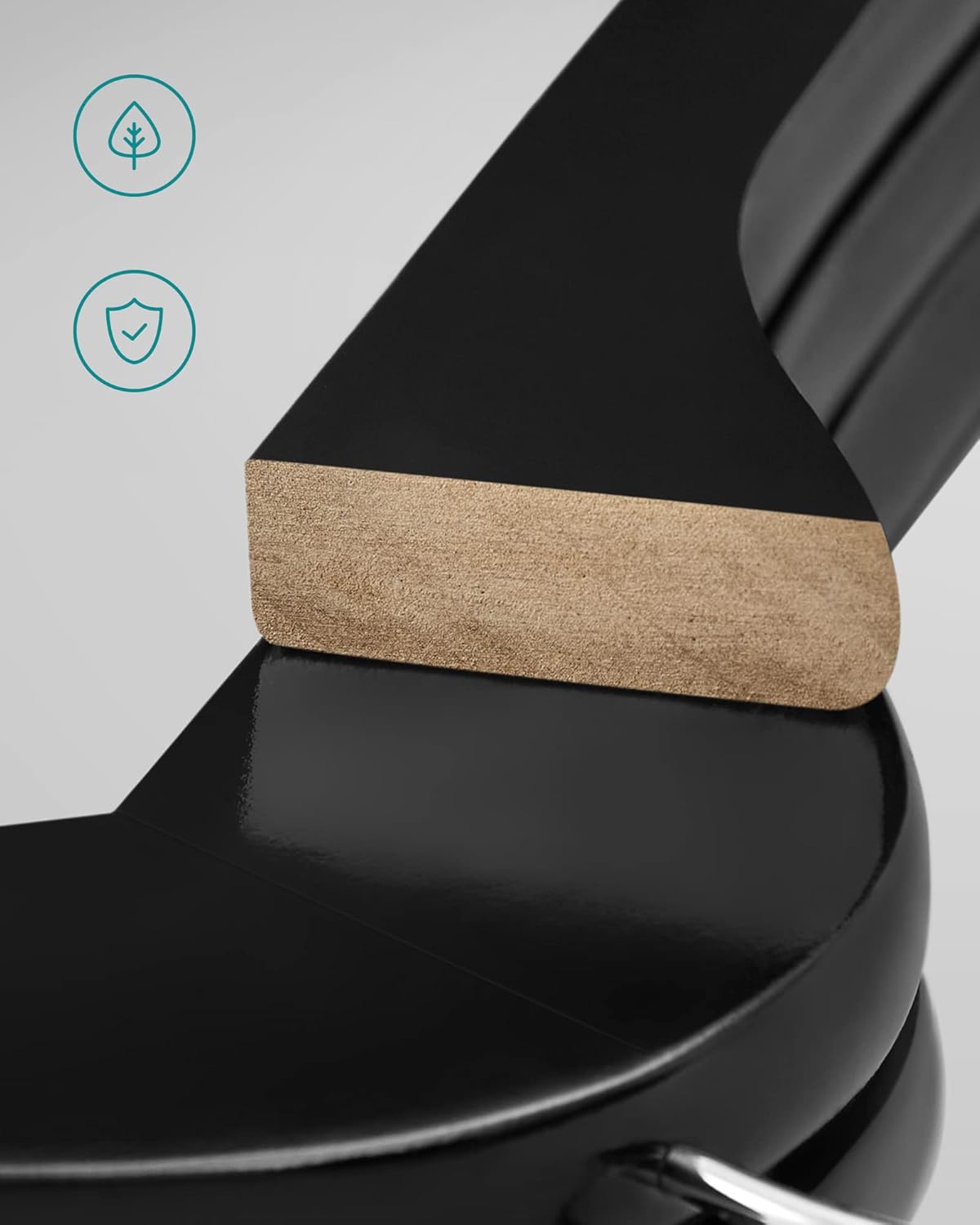 SONGMICS - cintres bois série CRW - lot de 50, antiglisse, crochet 360°, noir et argent - CRW02B-50