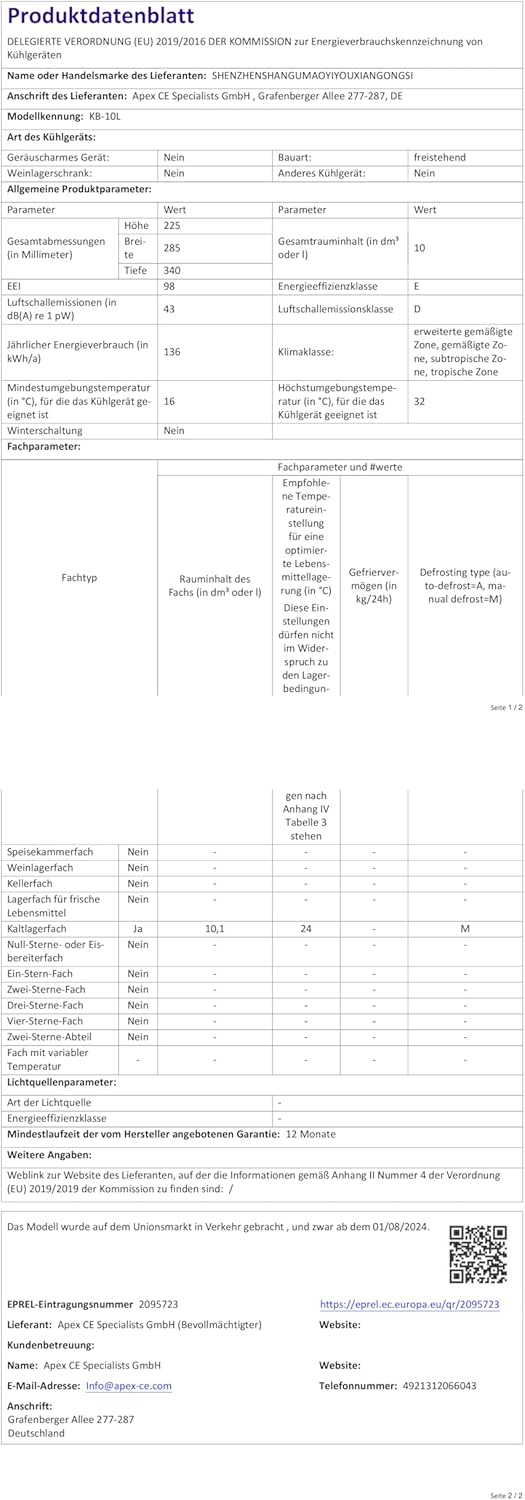 Enventor - Mini Frigo 10L - 12V/220V - Refroidissement & Chauffage