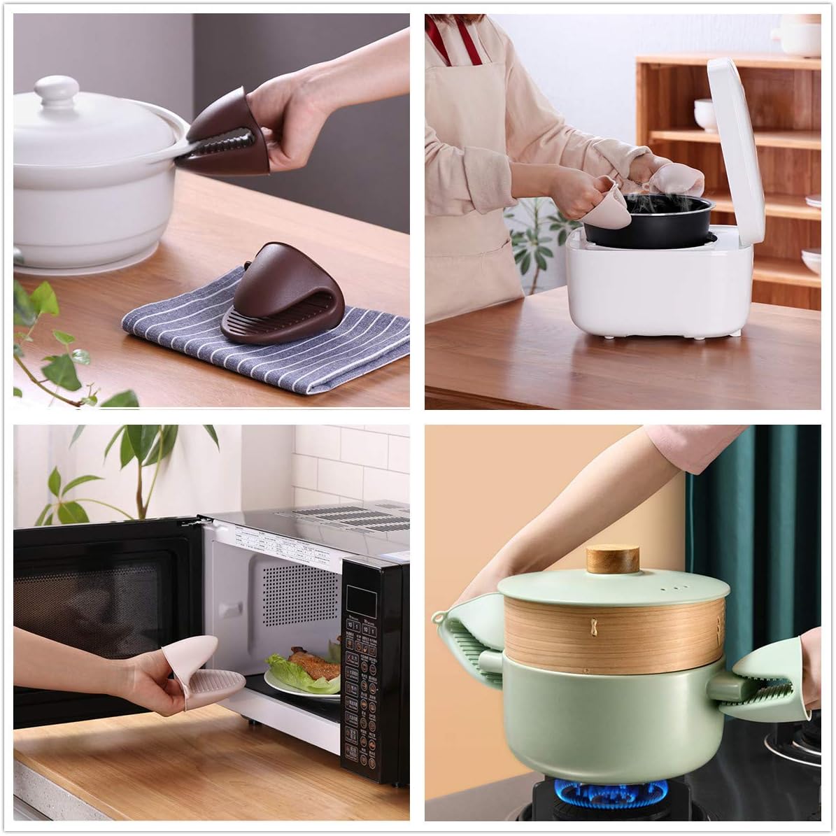 Gant de cuisine - silicone épais, résistant chaleur, abricot, cuisson