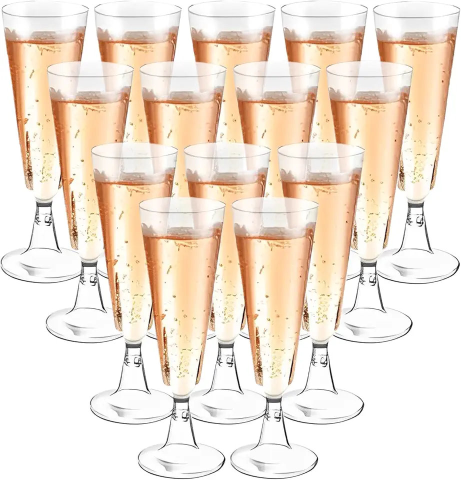 Flûtes à Champagne - 30 pièces - 160ml - Plastique réutilisable, transparent, élégant, pour fête