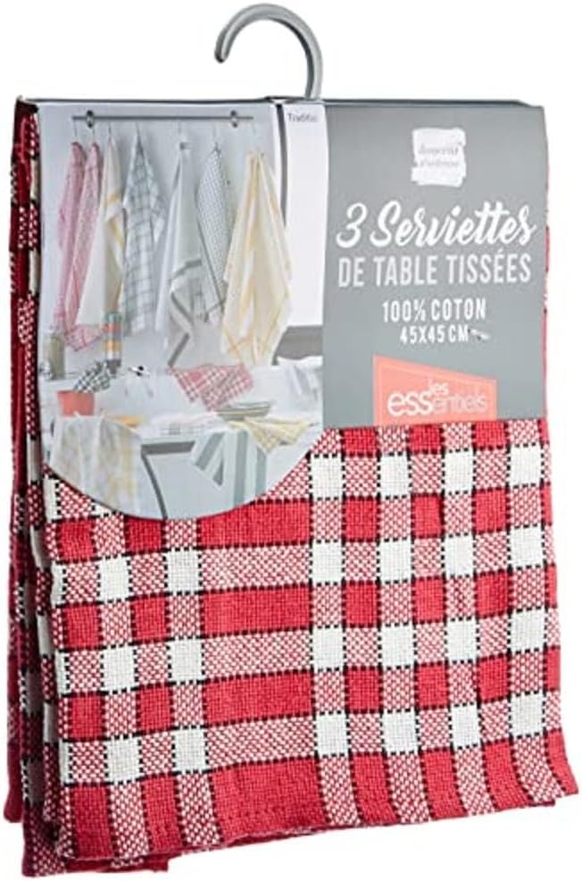 Douceur d'intérieur - Traditio - 45x45 cm - lot de 3 serviettes coton rouge