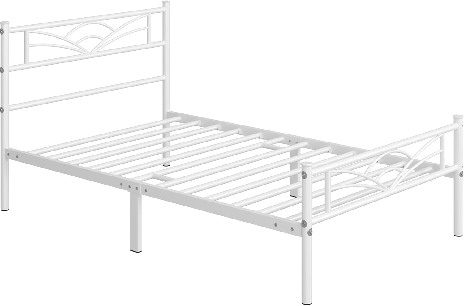 Yaheetech – lit simple métal – 90x200cm – blanc, montage facile