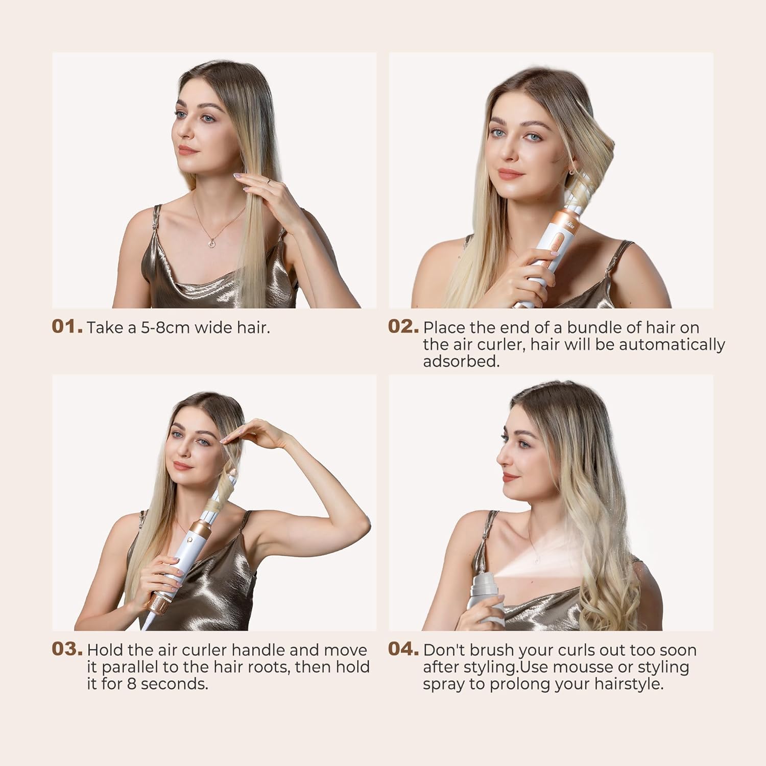 UKLISS - Brosse soufflante 7-en-1, sèche-cheveux, boucleur, brosse lissante - Cadeau femme styling