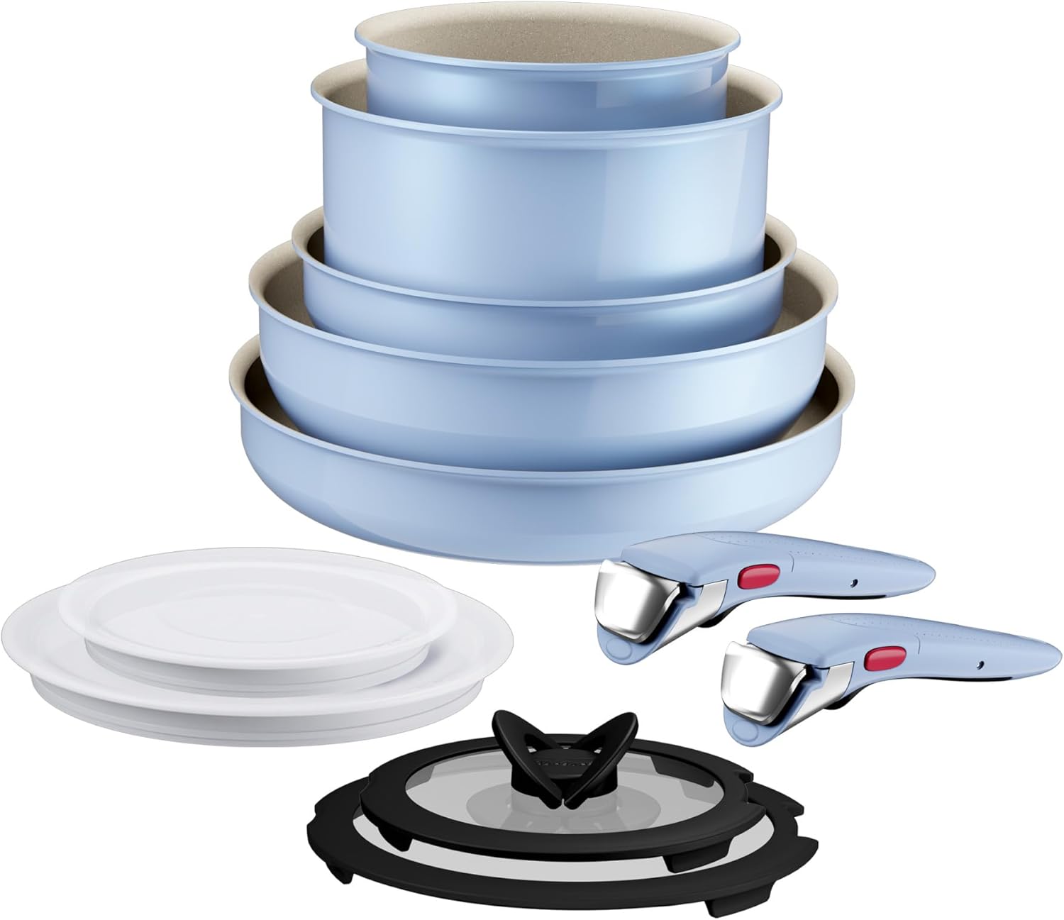 Tefal - Ingenio Serenity batterie cuisine 11pcs, poignées amovibles, induction, L828SB04