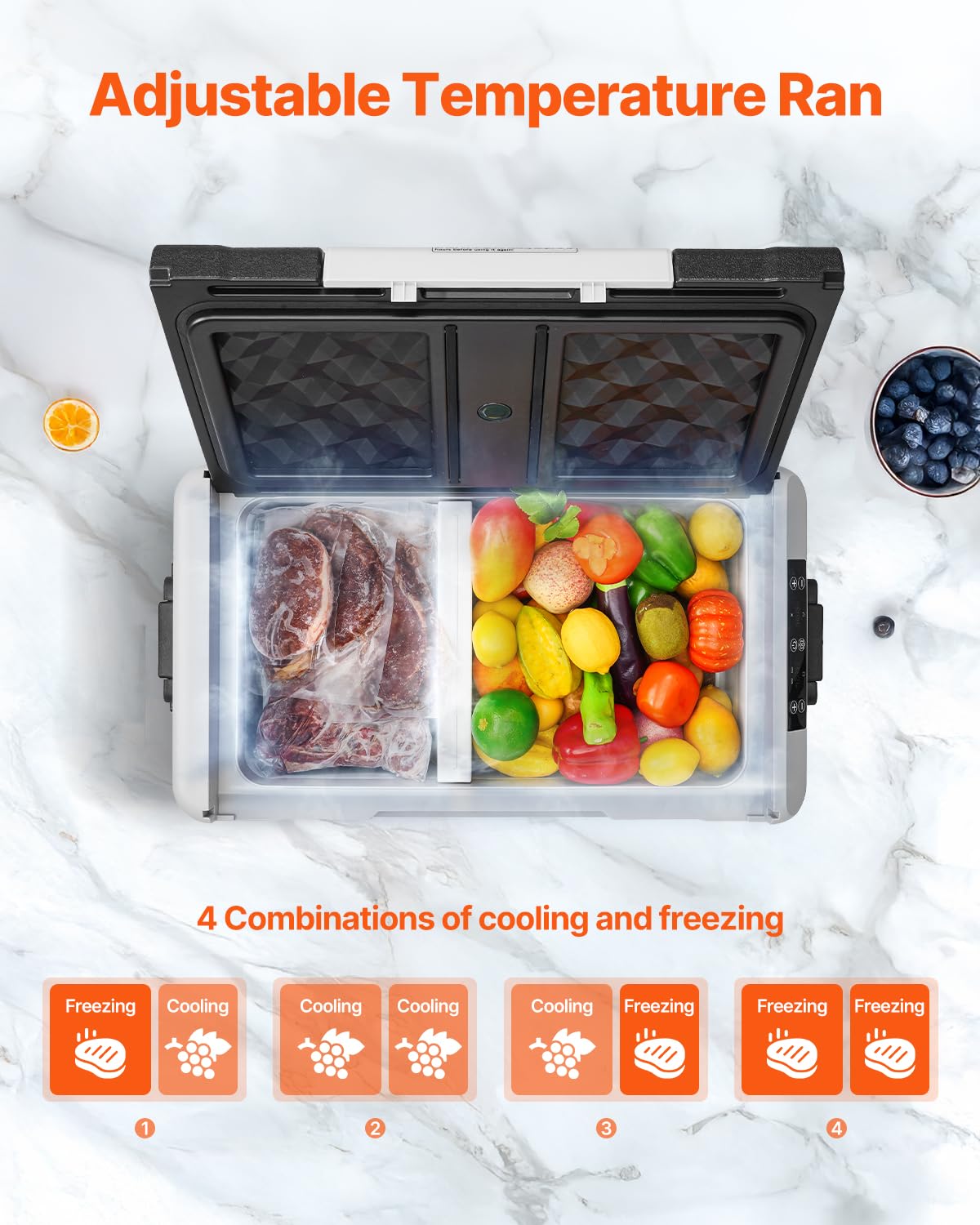 VEVOR – glacière portable 35L – double zone, -20°C à 10°C, 0,6kWh