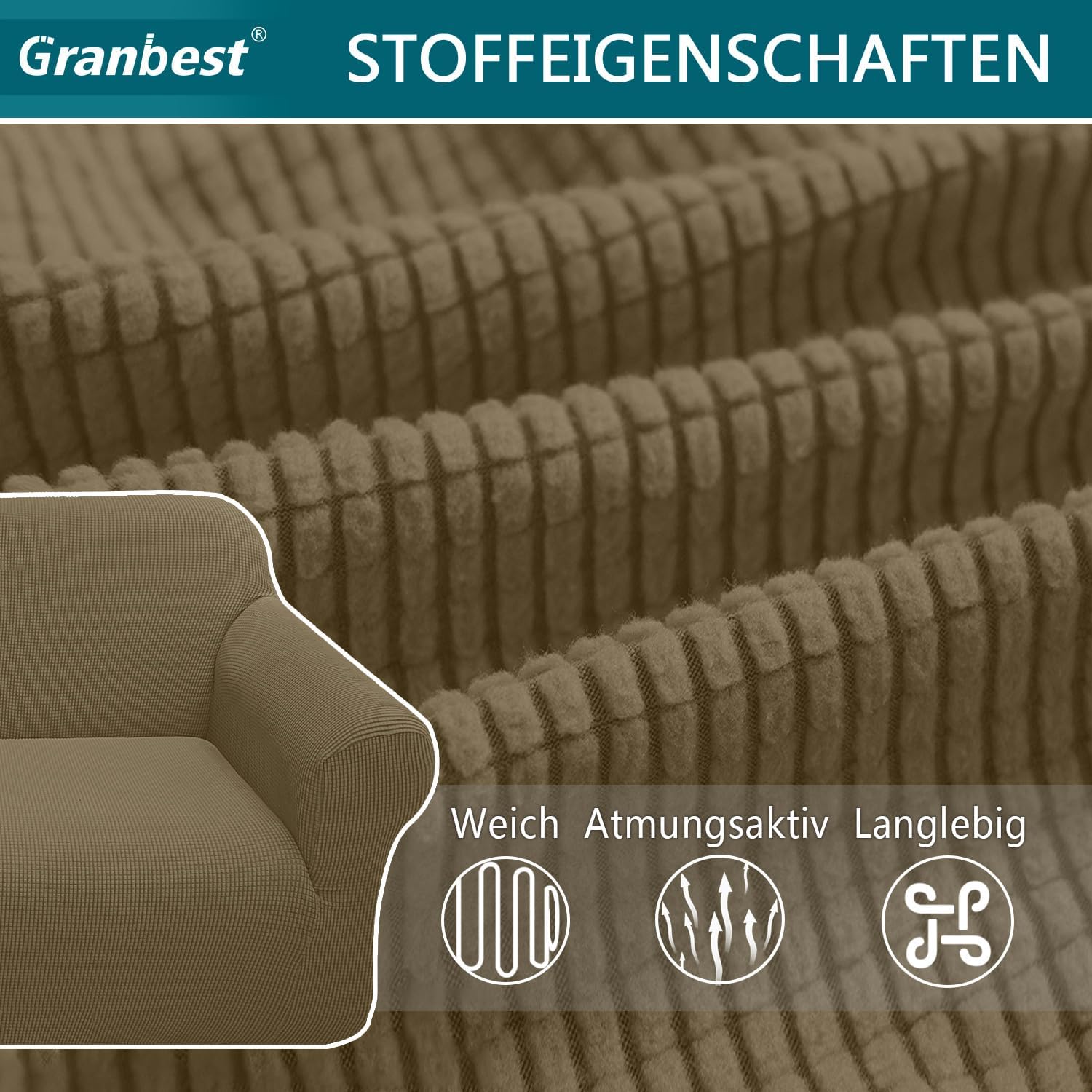 Granbest - housse canapé jacquard extensible 4 places - protection animaux