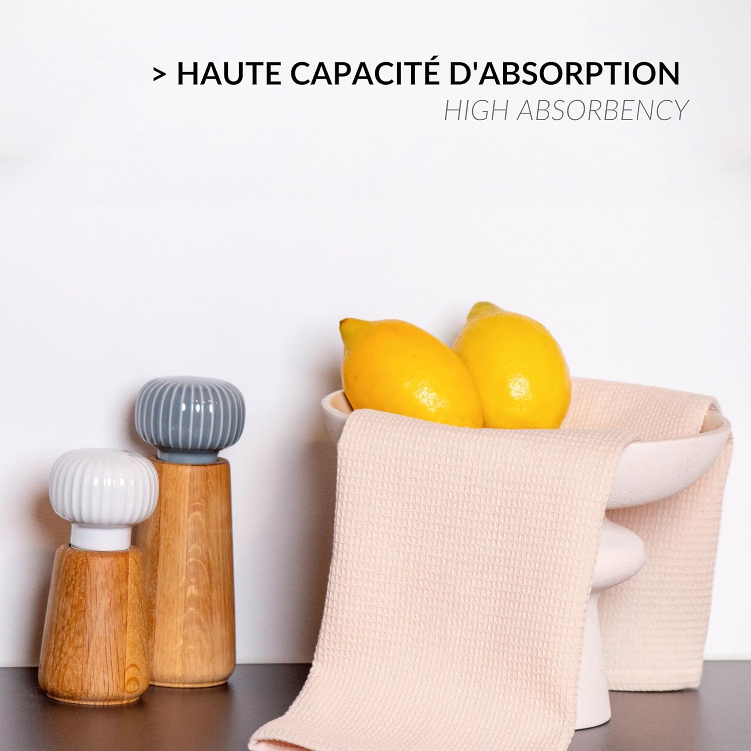 Happy Home - Torchons Cuisine Quatre Couleurs 45x65cm - 100% coton, ultra absorbant
