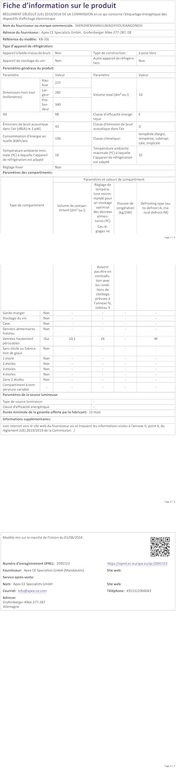 Enventor - Mini Frigo 10L - 12V/220V - Refroidissement & Chauffage