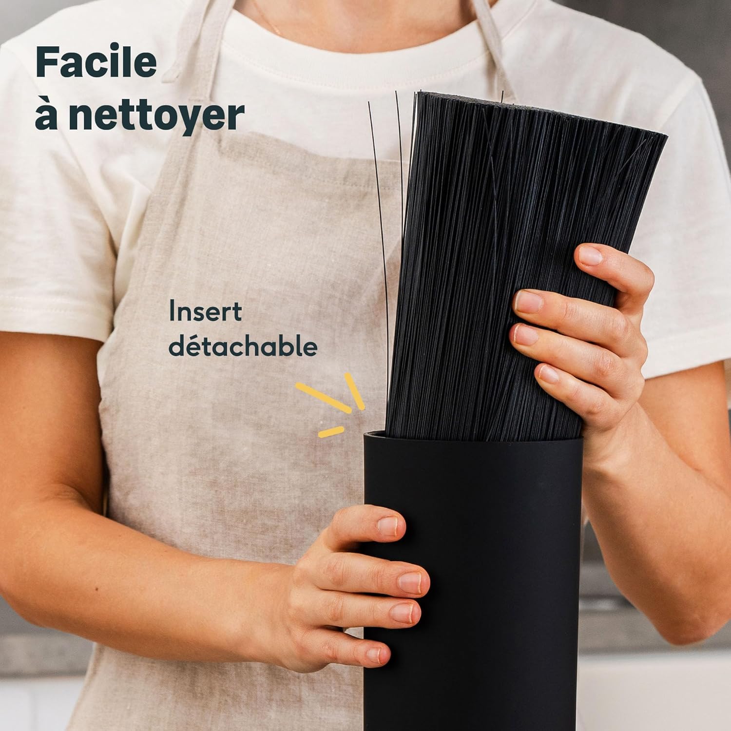 SILBERTHAL - Bloc couteaux universel inox noir, 7-10 pièces, inserts protecteurs