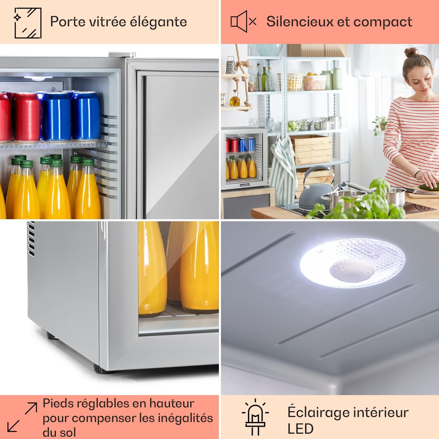 Klarstein - Mini Frigo 32L - compact, silencieux, étagères réglables, 12-18°C