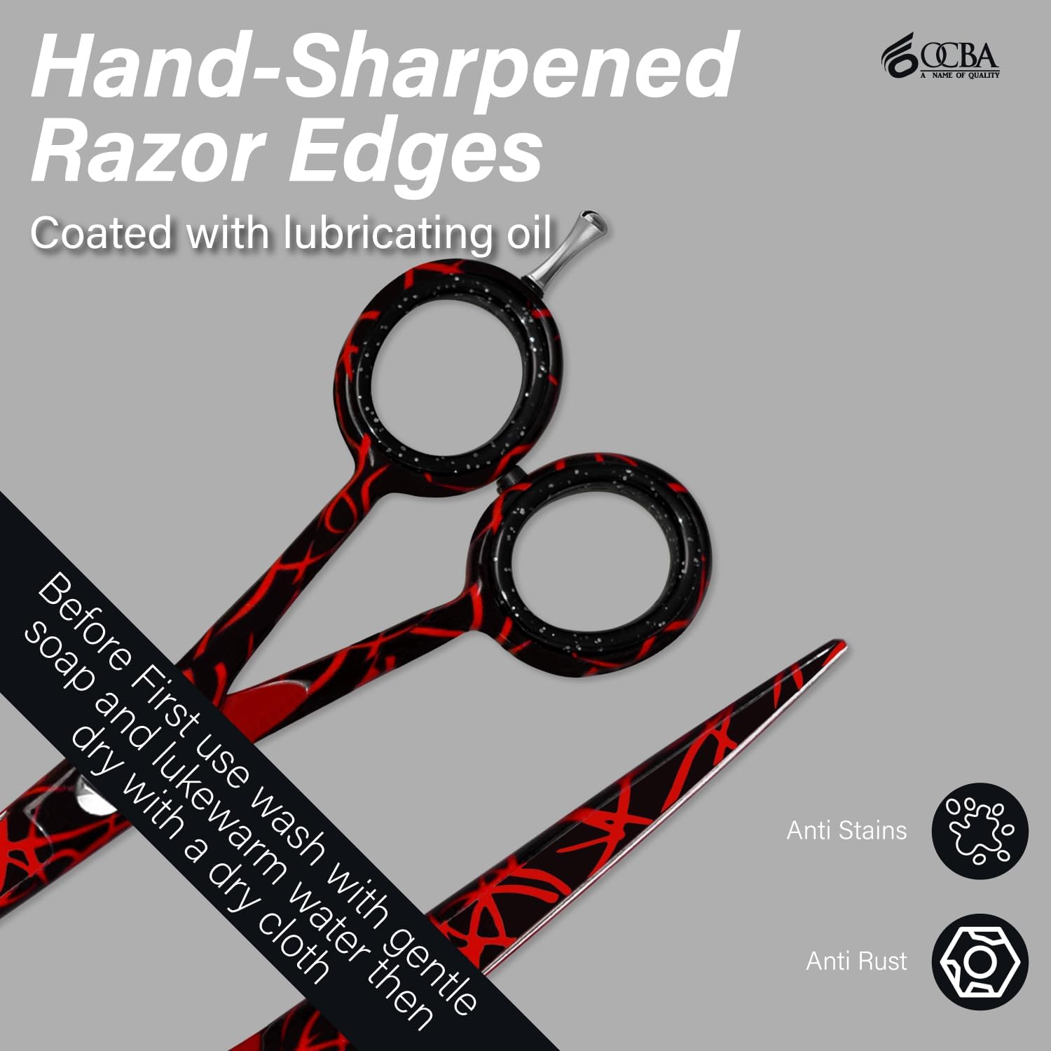 Ciseaux coiffure - acier inoxydable - 6 pouces - professionnels pour hommes et femmes, finition noire feu