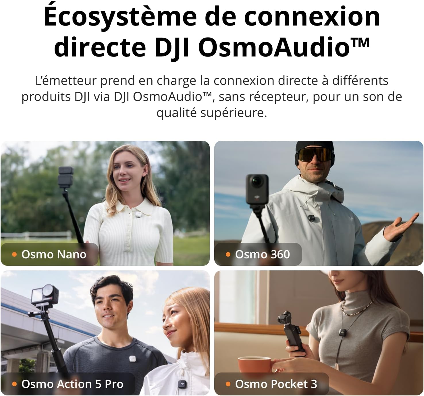 DJI - Mic Mini Série - ultra-léger, audio haute qualité, annulation bruit