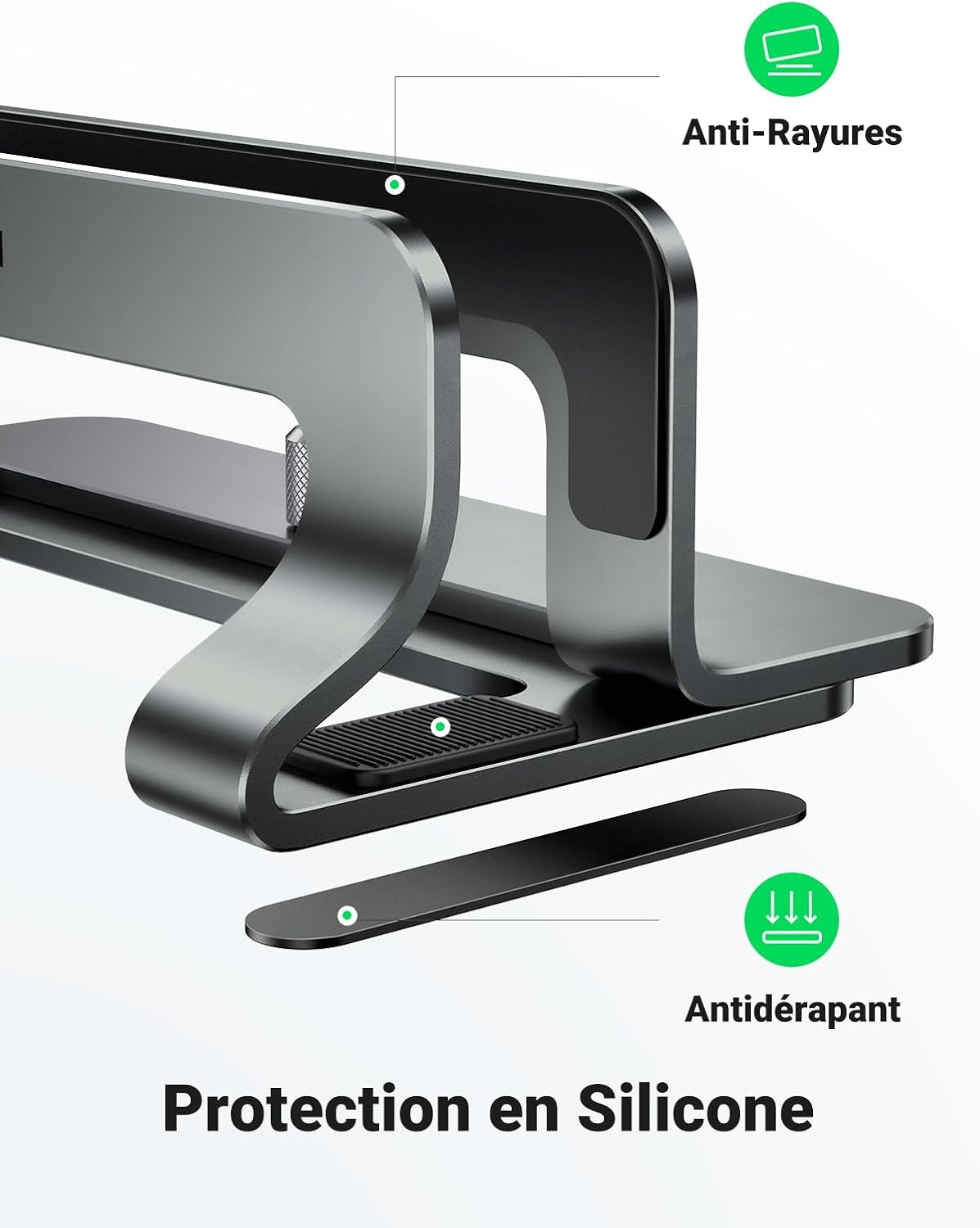 UGREEN - Support Vertical Aluminium - réglable - MacBook, PC, iPad Pro, gris