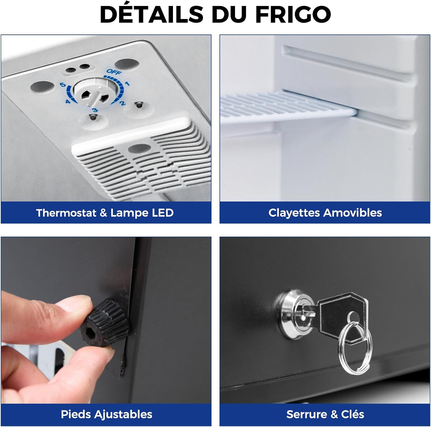 Smad - Frigo camping 53L - porte réversible, serrure, 12V/220V, silencieux