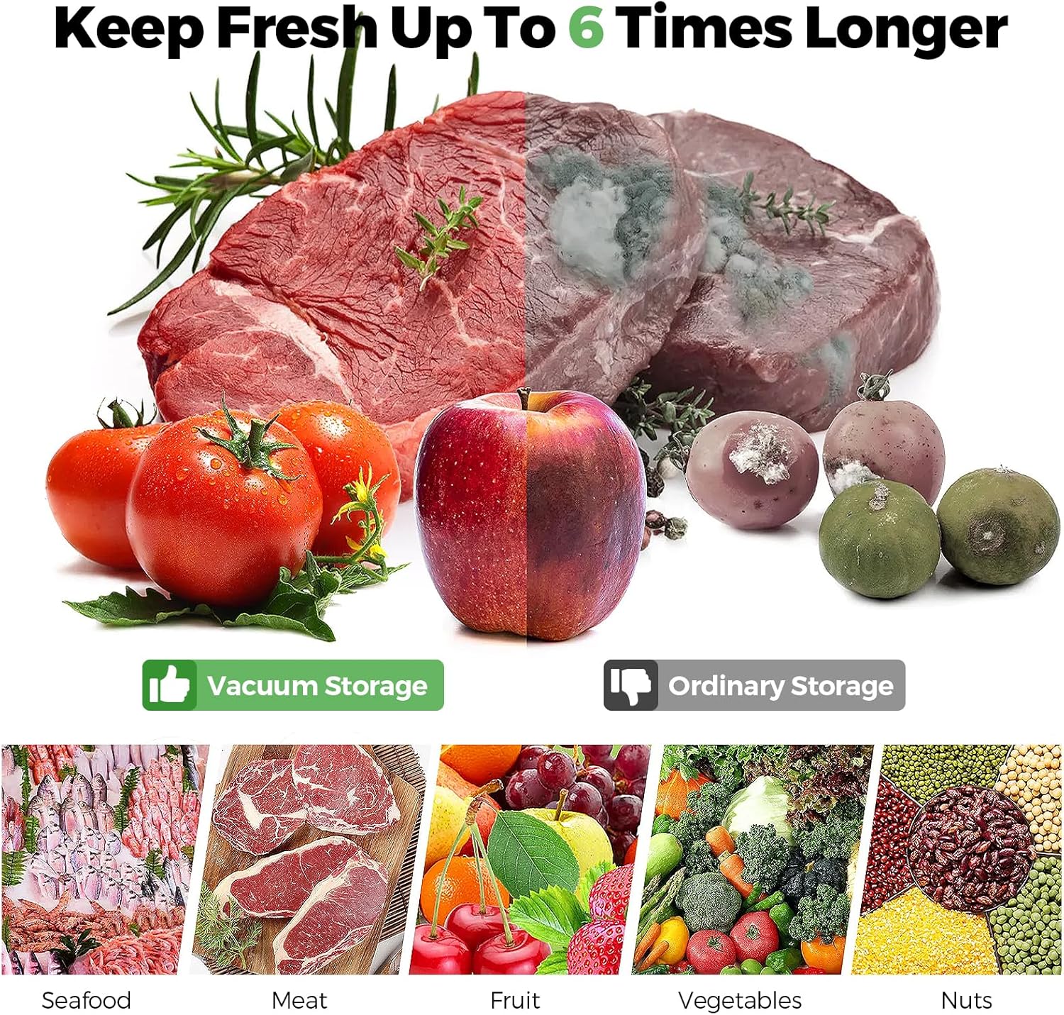 Sac sous vide alimentaire - 15x25/20x30/28x40cm - sans BPA, compatible toutes machines