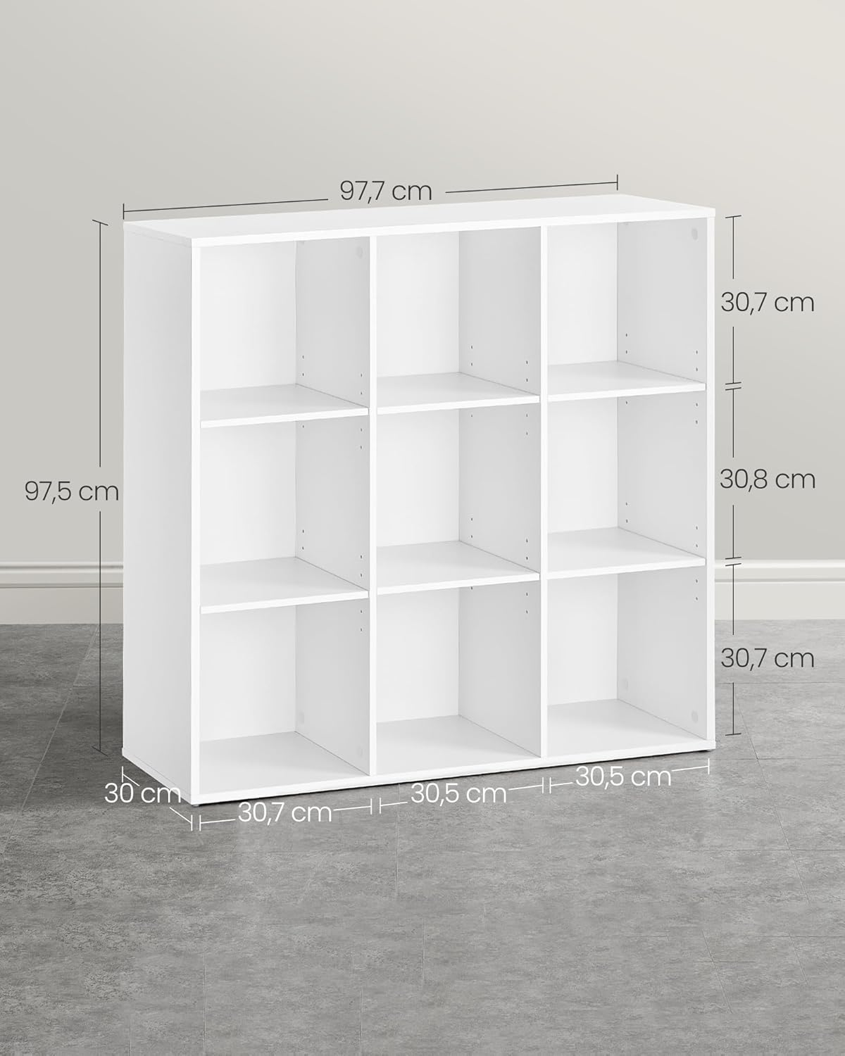 VASAGLE - bibliothèque 9 cases - blanc nuage - 92x30x92 cm - LBC177W01