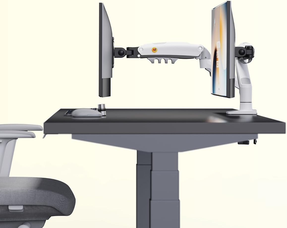 Ergosolid - Support écran PC - 17 à 32 pouces - bras articulé, ressort à gaz, rotation 360°