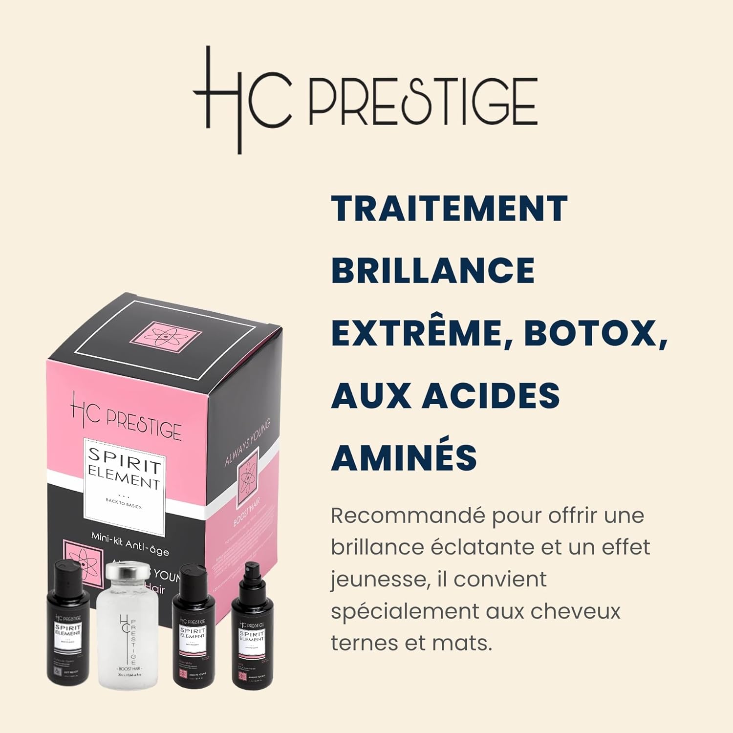 Boost’Hair - Mini Kit Always Young - 3x100ml+20ml - Effet gloss, brillance, caviar, collagène, antioxydants
