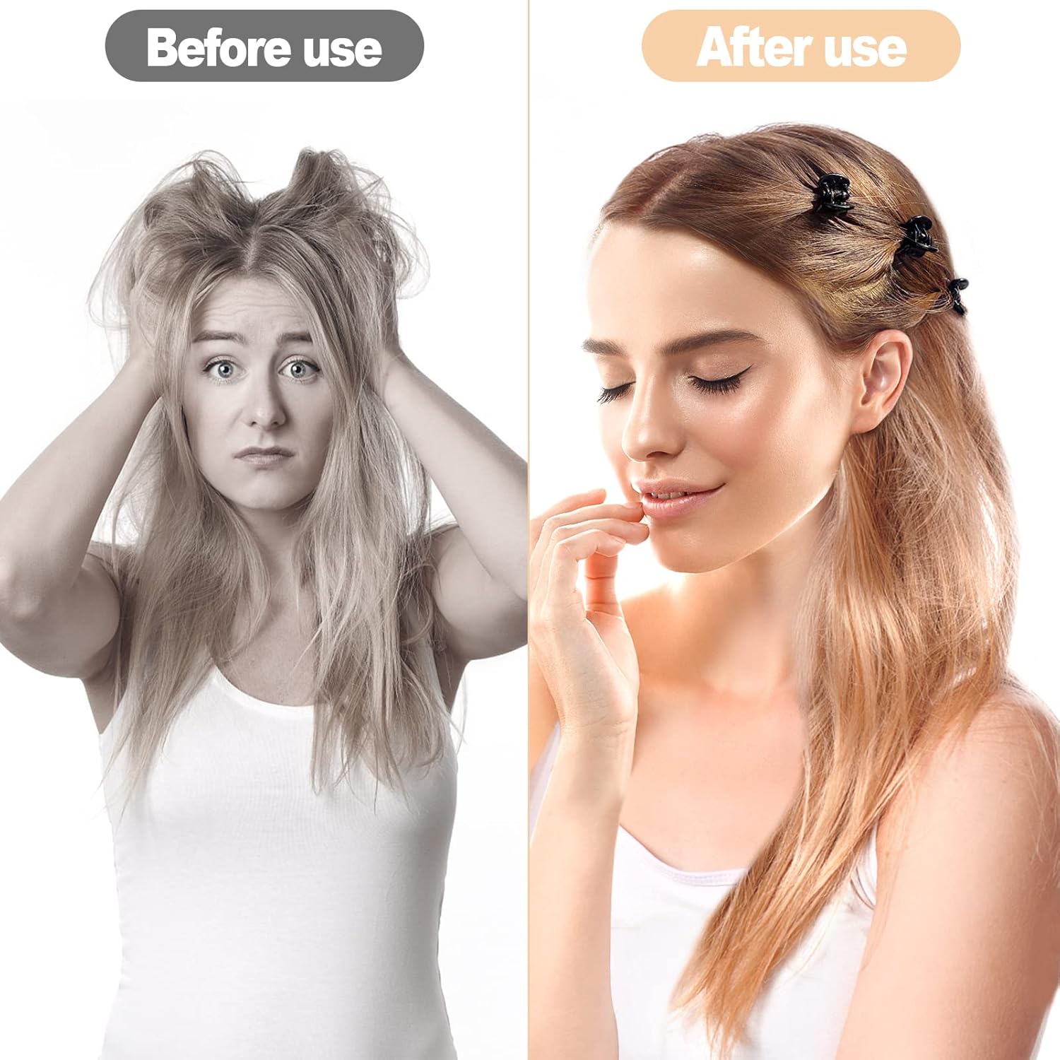 Pinces à cheveux - mini clips acrylique, forte tenue, 24pcs, noir