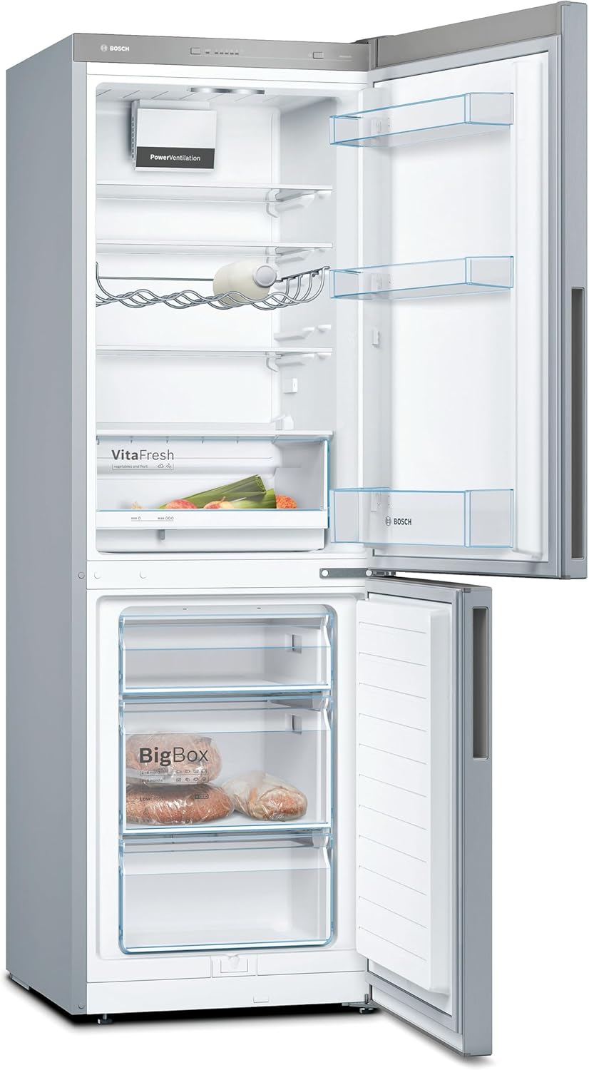 Bosch - réfrigérateur combiné Série 4 - 288L inox, 60x176cm, froid brassé - KGV33VLEAS