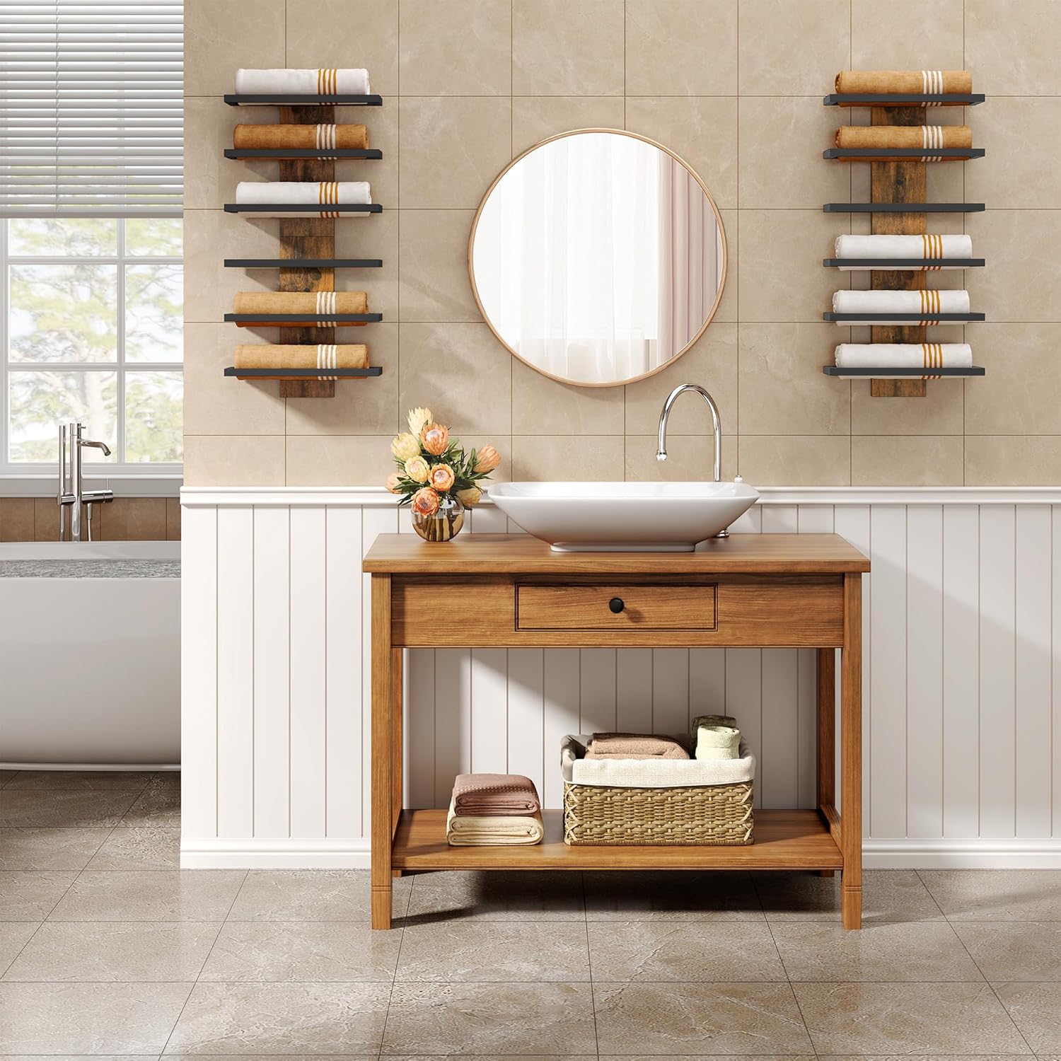 FAVOOSTY - étagère à vin murale - 6 niveaux métal - rangement bouteilles compact élégant