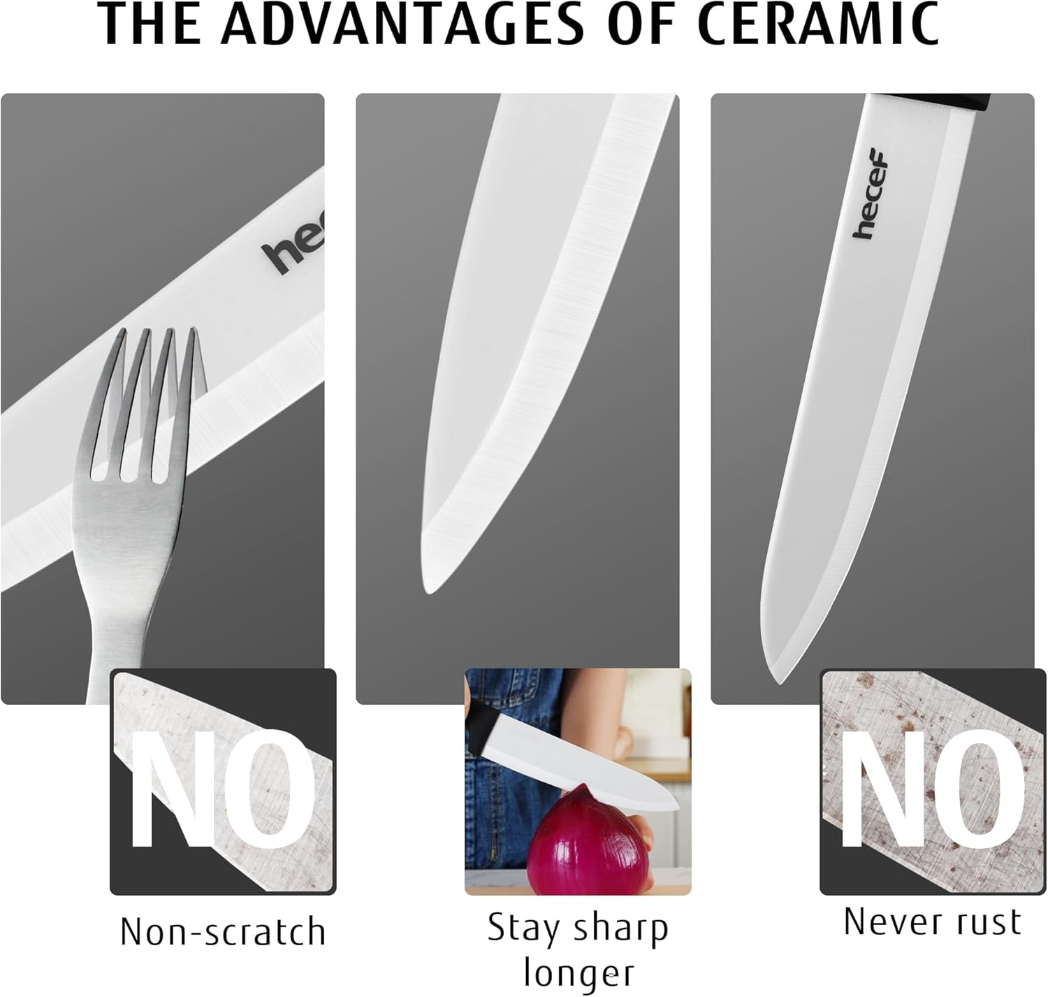 hecef - Couteaux céramique série 3 pcs - 6