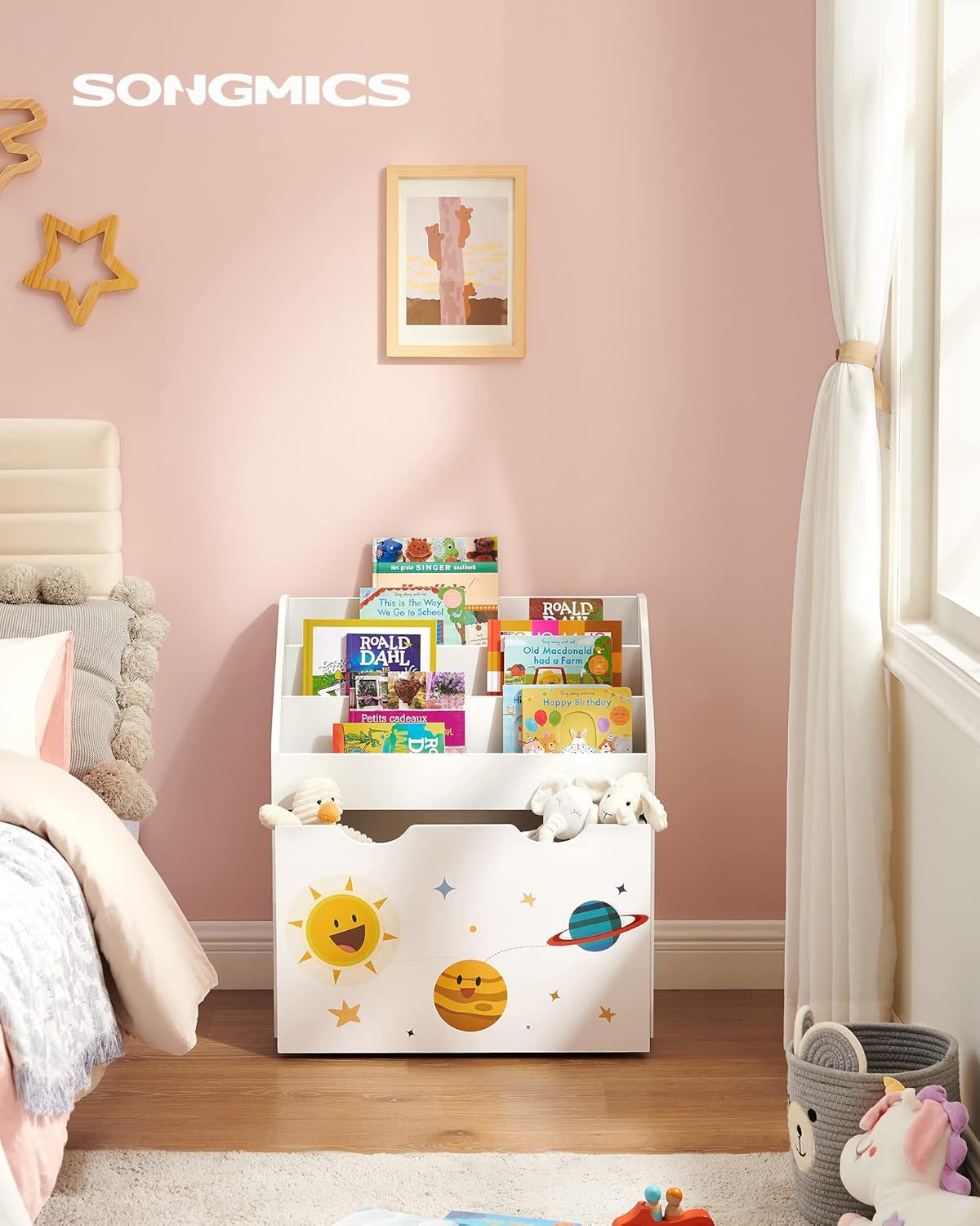 SONGMICS - étagère enfants, 3 compartiments, roulettes, mobile, GKR41WT