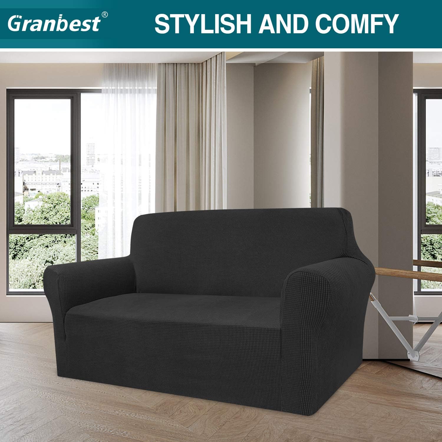 Granbest - housse canapé Jacquard 2 places - extensible, protection animaux