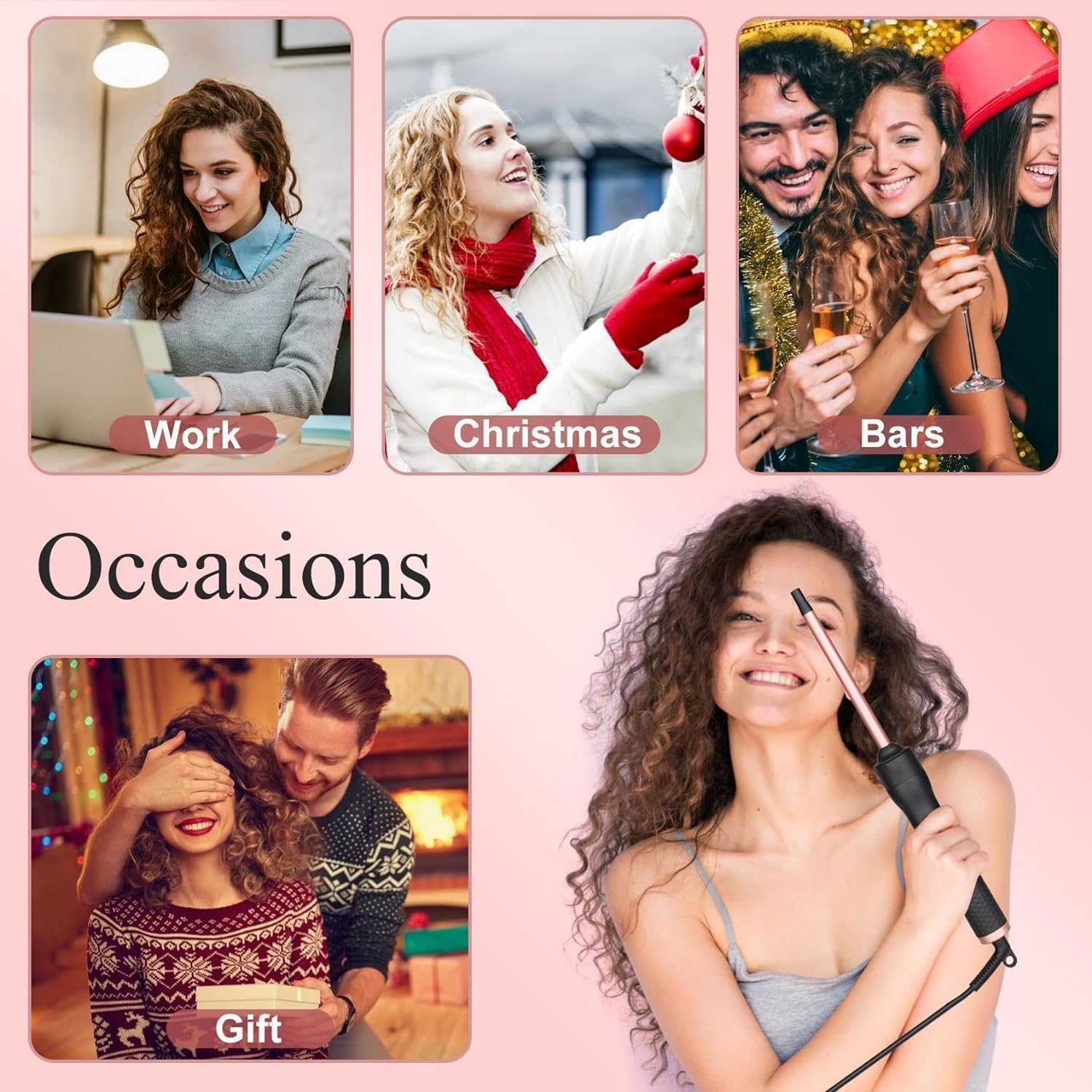 Boucleur cheveux céramique 9-32mm, écran LCD, 3 en 1, grosses vagues