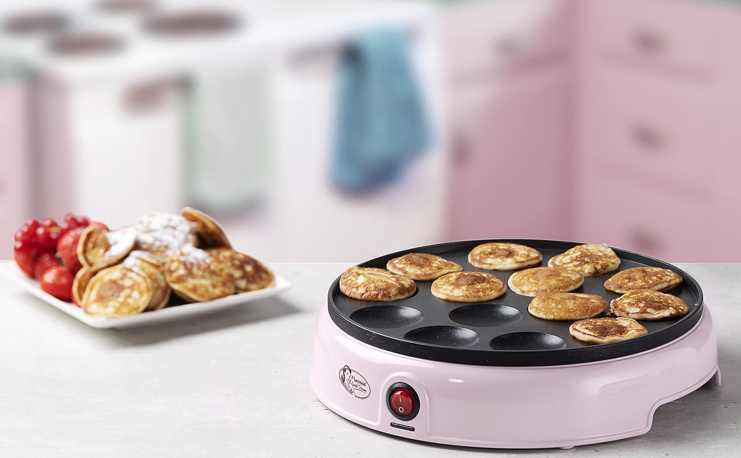 Bestron - Appareil à poffertjes Sweet Dreams - 800W - mini crêpier anti-adhésif, rose