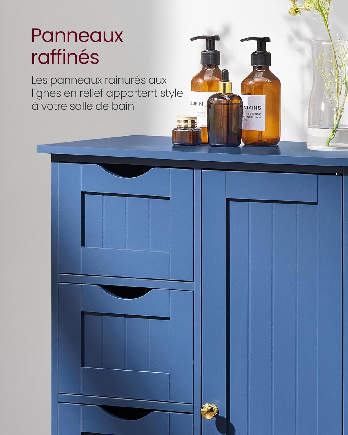 VASAGLE - meuble salle de bain étroite, 30x55x82 cm, 4 tiroirs, étagère réglable, LHC041QE02