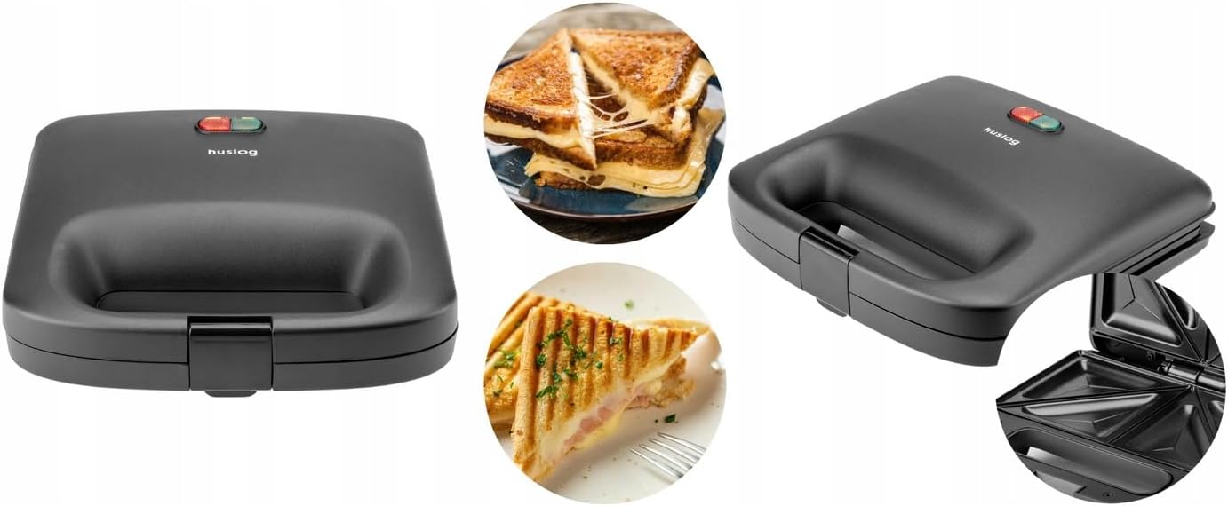 Appareil à croque-monsieur - 750W - plaques triangles - revêtement antiadhésif - dimensions compactes