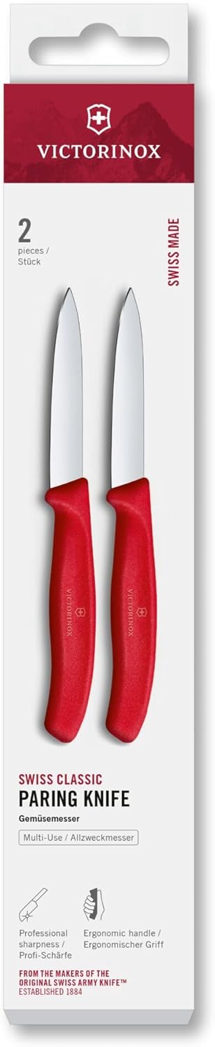 Victorinox - Swiss Classic - 8 cm - Set 2 couteaux éplucheurs inox rouges