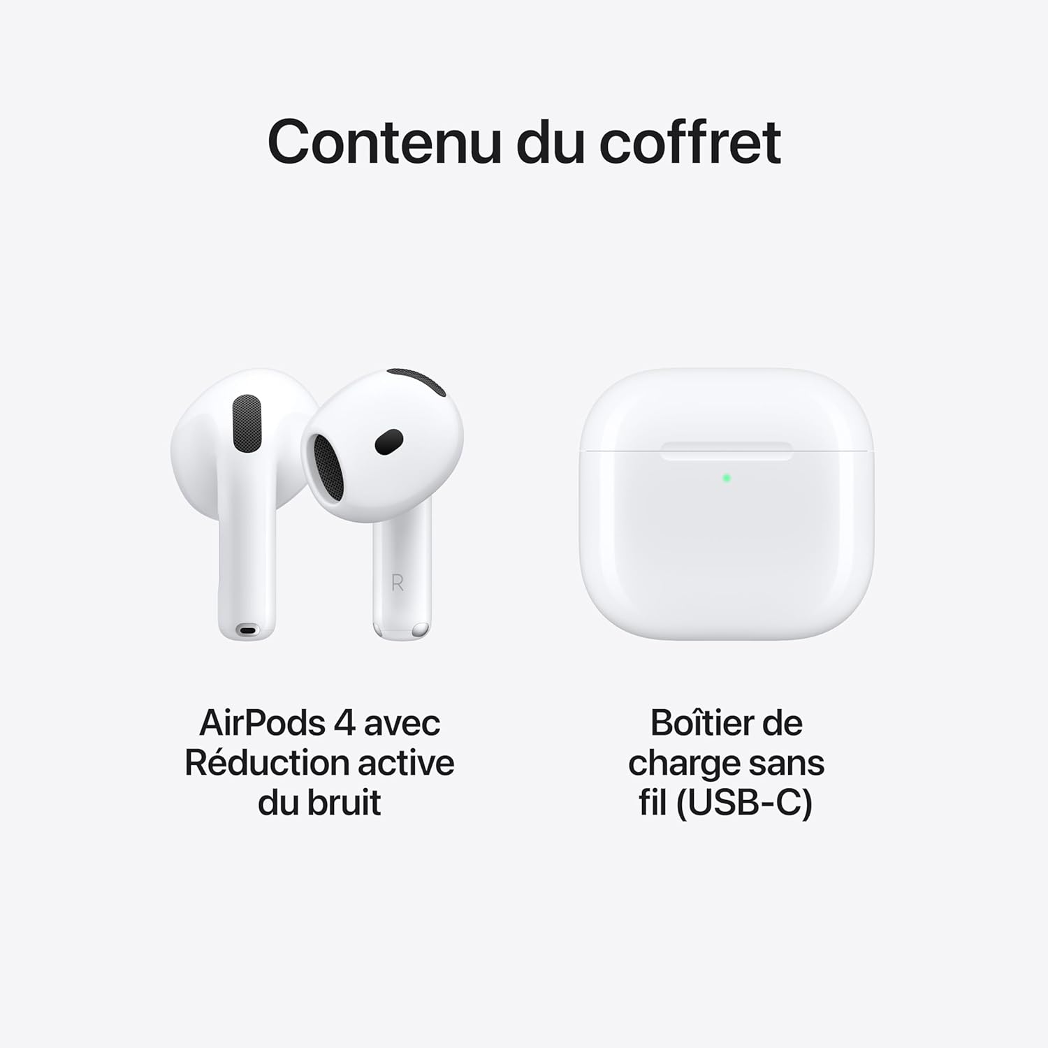 Apple - AirPods 4 - sans fil, réduction de bruit, USB-C, spatial audio