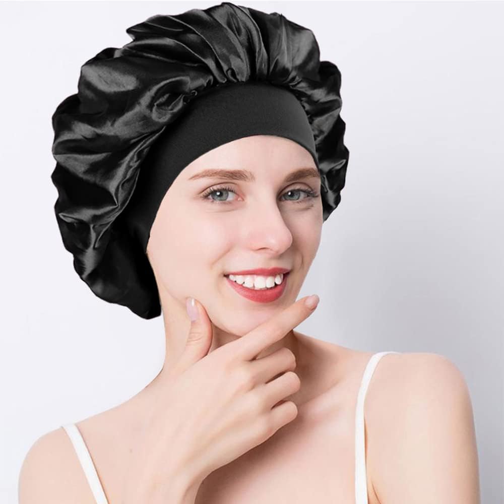 Bonnet satin femme - lot de 2 - taille unique - protection nuit, anti-frisottis