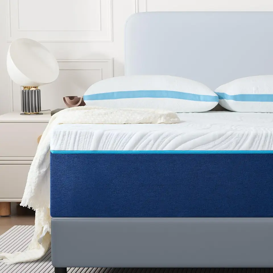 Matelas - mousse à mémoire, 90x190x16 cm, fermeté moyenne, 7 zones, réversible