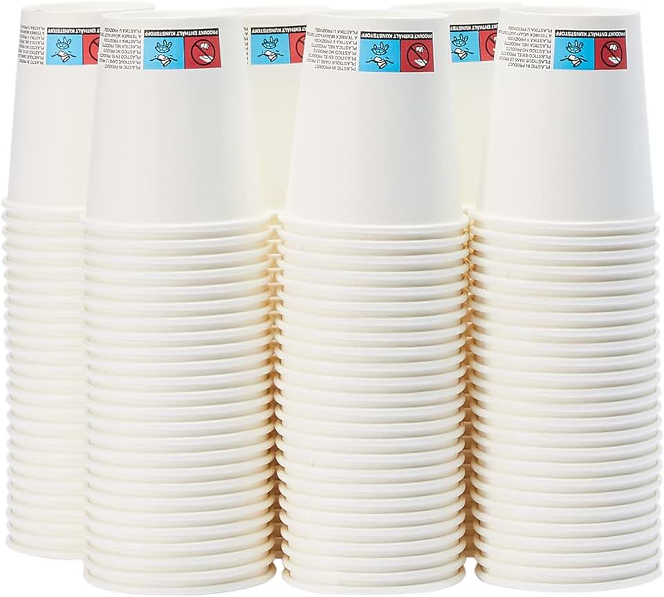 maxxidealz Basics - Gobelets en carton - 207 ml - 150 unités, pour boissons chaudes, blanc