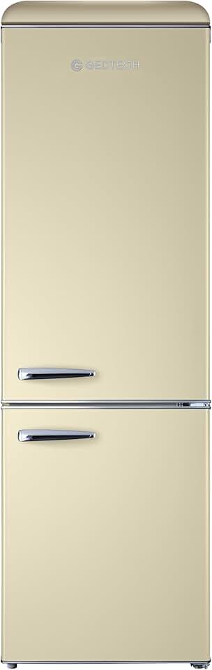 GEDTECH - réfrigérateur combiné vintage bas, 310L, crème, faible conso, GCBV310CR