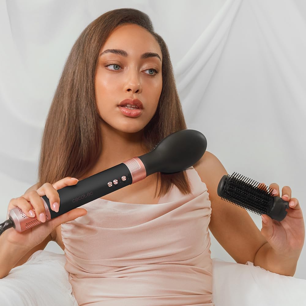 Cecotec - AirGlam 14in1 - Brosse soufflante 1400W, 3 temp., 14 têtes