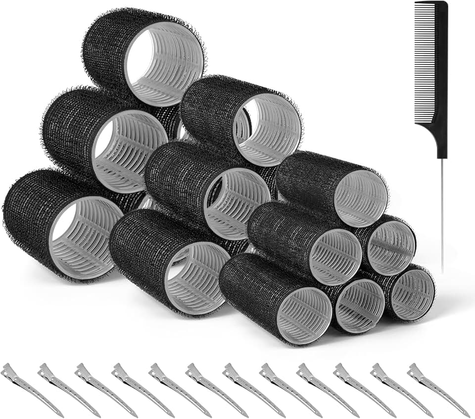 Romon - Bigoudis cheveux set 31 pcs, 3 tailles, pinces, peigne