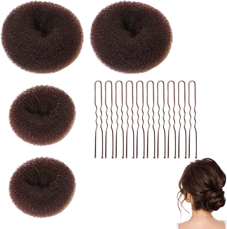 Accessoire cheveux - donut chignon marron - lot de 4 - coussin élastique