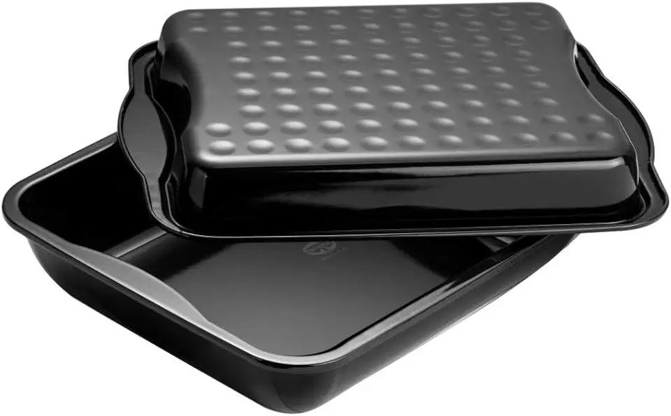 Dr. Oetker - Plat à gratin avec couvercle - 42x34x13 cm - Acier émaillé