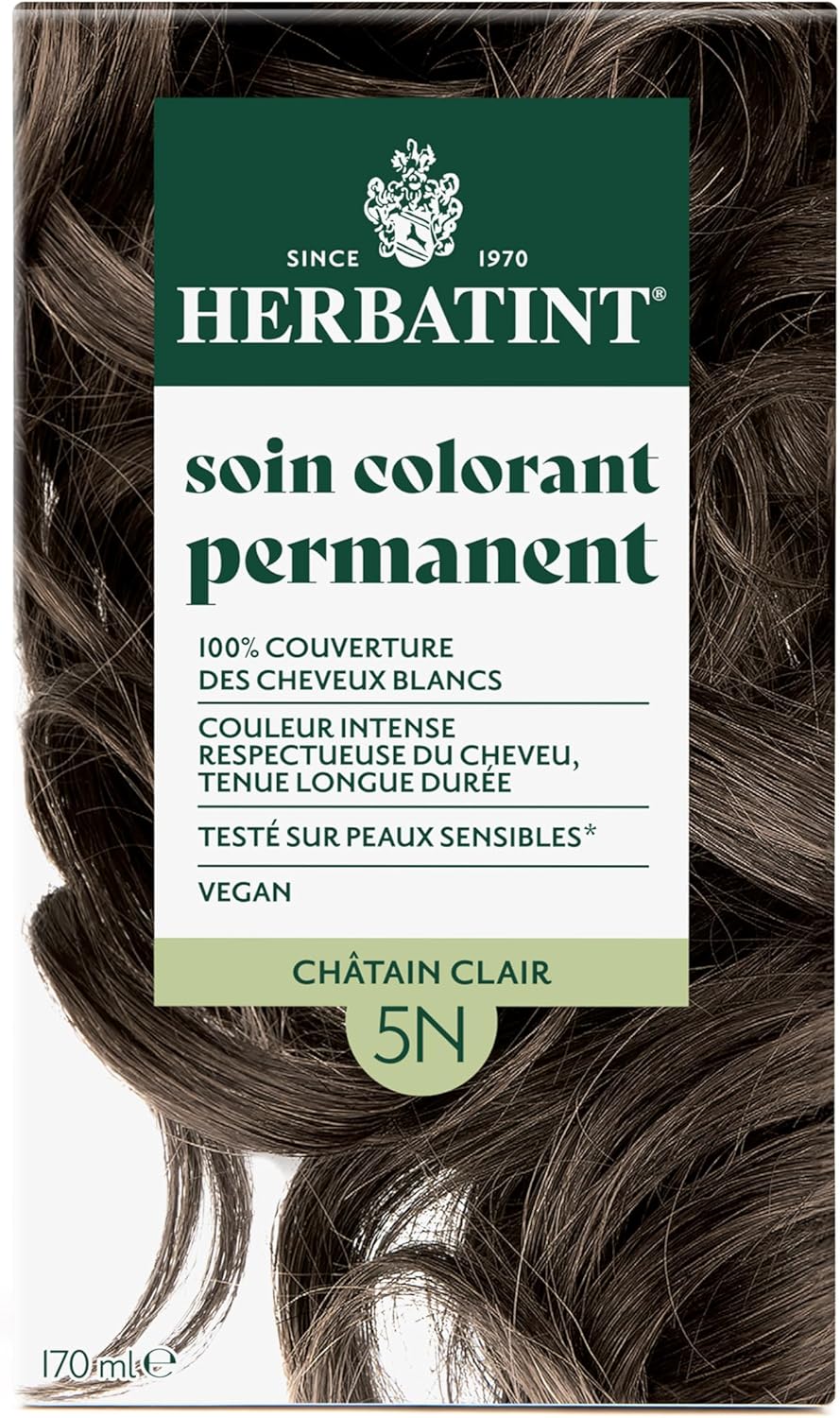 Herbatint - soin colorant 170 ml - sans ammoniaque, couvre 100% des cheveux blancs, testé dermatologiquement 5N